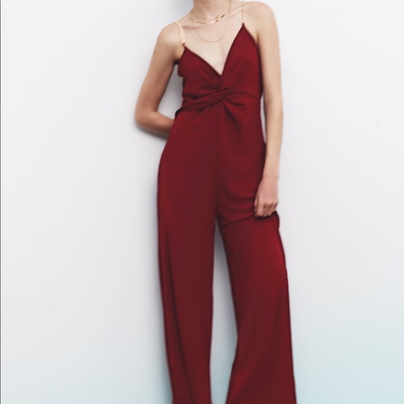 Zara Pants & Jumpsuits Zara Chain Strap Knotted Jumpsuit Poshmark